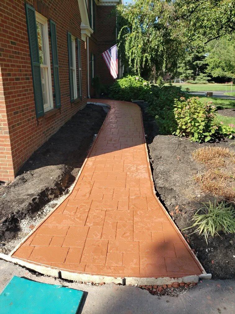 Stamped concrete walkway