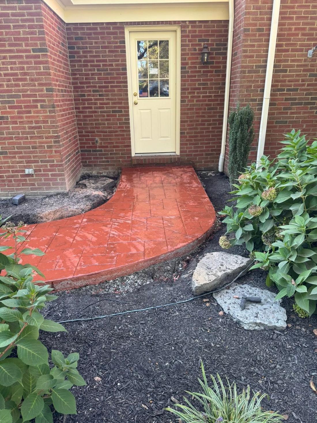 Stamped concrete entry and walk