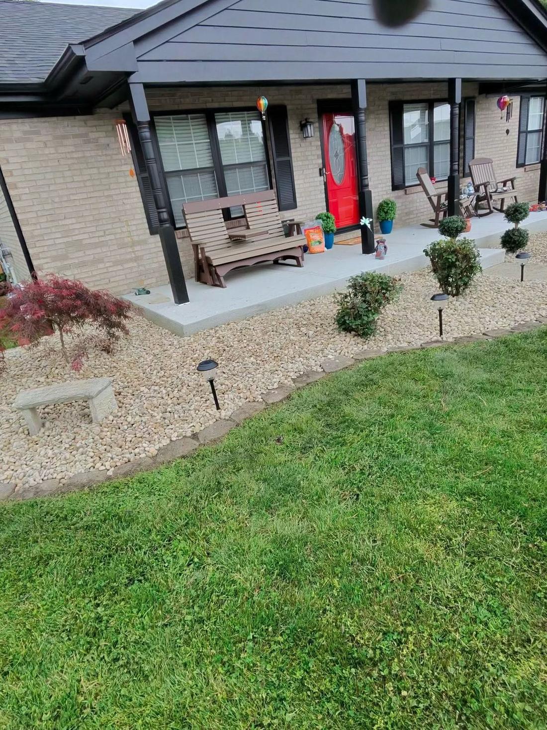 Porch beds and gravel border